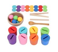 SIXRUN Jouet de Tasse de des Couleurs, Jeu de Correspondance des Couleurs pour L'éducation de la Petite Enfance, Conception Multifonctionnelle, Matériau en Pin