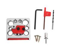 SIXRUN Kit de Gabarit pour Tourillons, Outil de Menuiserie en Alliage D'Aluminium avec 8 Trous Réglables de 8 Mm à 20 Mm et Fraise en Carbure pour Accessoires de Perceuse à Fraiser les