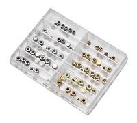 SIXRUN Kit de Remplacement de Pièces de Couronne de Montre Outils de Réparation de Montre en Alliage de Cuivre 100 Pièces Or Argent mélangé avec Un Récipient à 10 Compartiments pour Les Réparateurs