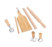 SIXRUN Kit d'outils de Fabrication de Pâtes Italiennes en Bois, Bois Composite et Acier Inoxydable, Parfait pour les Cuisines Domestiques, Comprend un Fabricant de Boulettes et un Rouleau à