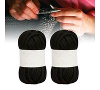 SIXRUN Lot de 5 Fils à Spaghetti en Coton Doux pour Tapis, Couleurs Vives, pour Crochet, Loisirs Créatifs, Fil à Tricoter pour Tapis, Paniers, Poufs, Décoration D'intérieur, 2 Cm de Large (BLACK)