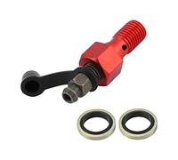 SIXRUN M10 X 1,25 Mm Vis de Purge de Frein de Moto, étrier de Mamelon, Valve de Purge, Vis de de Frein avec Capuchon Anti-poussière pour Conduites de Avant et Arrière, (rouge)