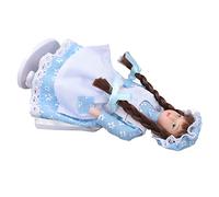 SIXRUN Maison de Poupée 1:12, Articulations Pliables, Poupée Fille en Céramique Bleue avec Capuche et Tresses pour Plus de 3 Ans, Accessoires Miniatures pour Décoration de Maison de