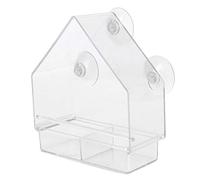 SIXRUN Mangeoire à Oiseaux Intérieure et Extérieure, Conception Transparente pour L'observation des Oiseaux à la Maison ou dans Le Jardin, en Matériau PS Haute Transparence