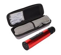 SIXRUN Micro Bluetooth sans Fil pour Chant, Echoing Q6 en Métal (Rouge) | Micro chantant rechargeable 2000 mAh, haut-parleur 5 W + 5 W, pilote 40 mm, support TF 32 Go, voiture, maison, fête, KTV