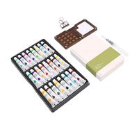 SIXRUN Mini Ensemble de Peinture à L'aquarelle, Boîte en Bois de Noyer à 15 Grilles, Kit D'art de Voyage Portable avec des Peintures Pigmentées Riches pour les Fournitures de (Grand carnet de croquis)