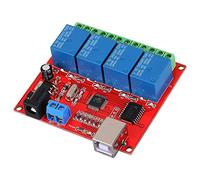 SIXRUN Module de Relais USB à 4 Canaux avec Contrôle Intelligent pour Applications PC, PCB Durable de qualité Militaire, Facile à Brancher et à Jouer, Entrée 24 V