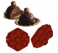 SIXRUN Moule Demi Sphère en Silicone, Moule 7 Cavités 6,9 Cm for Chocolat Dôme Mousse Gâteau (Comme montré)