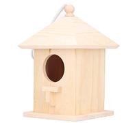 SIXRUN Nichoir à Oiseaux Rustique en Bois pour Petits Oiseaux, Suspendu à | Pin Brut, Facile à Accrocher à une Branche ou à un Crochet, Petit Perchoir pour L'entrée