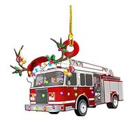 SIXRUN Ornements Suspendus de Noël, Véhicule en Fer personnalisé, Camion, Bateau, Pelle, Pendentif de Voiture pour les Fêtes D'hiver sur le Thème de Noël, 10x9cm (#4)