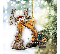 SIXRUN Ornements Suspendus de Noël, Véhicule en Fer personnalisé, Camion, Bateau, Pelle, Pendentif de Voiture pour les Fêtes D'hiver sur le Thème de Noël, 10x9cm (#2)