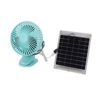 SIXRUN Panneau Solaire sans Balais 10W, Ventilateur de Refroidissement Portable à Rotation Double Face, USB Mural pour Camping-car en Extérieur, Forte énergie éolienne (BLUE)
