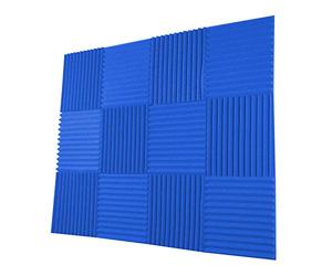 SIXRUN Panneaux de Mousse Acoustique Paquet de 12 Cales en Mousse D'insonorisation 1x1 Pi avec Structure de Rainure Périodique pour L'enregistrement en Studio Réduction du Bruit (B)