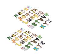 SIXRUN Patchs de Lettres Anglaises Colorées en Forme D'animal de A à Z pour la Décoration Artisanale de Broderie DIY, 52 Pièces de Patchs de Lettres à Repasser pour Vêtements, Sacs Dos, Adaptés aux