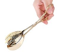 SIXRUN Pince à Gâteau Pince à Pain élégante Style Vintage Arabe Outil Polyvalent Facile Nettoyer Ustensile de Cuisine pour Buffet de Fête Tête Ronde Dorée en Alliage de Zinc (pointe d'argent)