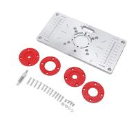 SIXRUN Plaque de Toupie pour le Travail du Bois en Aluminium Solide avec 4 Anneaux D'insertion pour une Ouverture Précise du Trou, 9,3 X 4,7 X 0,3 Pouces, Idéale pour le Rainurage et la Gravure