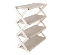 SIXRUN Rack de Chaussures Pliant, Organisateur Compact, s'adapte aux Chaussures de Taille 12, étagère Pliable pour Les Petits Espaces, avec des Piliers en Forme de X, Une Conception (4 Niveaux)