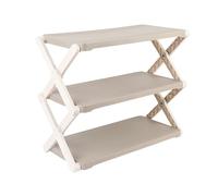 SIXRUN Rack de Chaussures Pliant, Organisateur Compact, s'adapte aux Chaussures de Taille 12, étagère Pliable pour Les Petits Espaces, avec des Piliers en Forme de X, Une Conception (3 Niveaux)