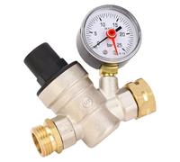SIXRUN Régulateur de Pression d'eau Réglable, Régulateur de Pression en Laiton 0-160 Psi avec Manomètre pour Camping-Cars, Caravanes, Jardins (1/2 Pouce (DN15))