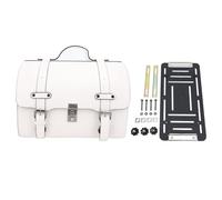 SIXRUN Sac à Queue de Moto 18L, Sac à Bagages de Voyage à Moto avec Serrure Combinée, en Cuir PU Haut de Gamme, Abdos et Métal, adapté à la Plupart (White)