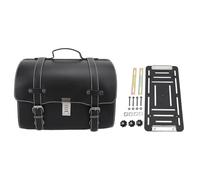 SIXRUN Sac à Queue de Moto 18L, Sac à Bagages de Voyage à Moto avec Serrure Combinée, en Cuir PU Haut de Gamme, Abdos et Métal, adapté à la Plupart (Black)