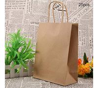 SIXRUN Sac Cadeau en Papier Kraft pour Cadeaux de Mariage, Sac à Bonbons Durable de Grande capacité avec Poignée pour Fête, Shopping, Sortie [25 pièces] (Papier kraft jaune)