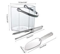 SIXRUN Seau à Glace Seau à Vin en Acrylique Durable avec Pince et Pelle en Acier Inoxydable pour Refroidir la Bière au Champagne, capacité de 1050 Ml, Transparent (glace octogonal (poignée