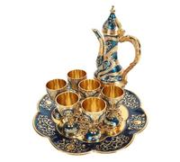 SIXRUN Service à thé Turc Vintage, Ensemble de Tasses à thé en Alliage de Zinc élégant pour Fête, Décoration de Maison élégante, Service en Alliage de Zinc pour Salon (#2)