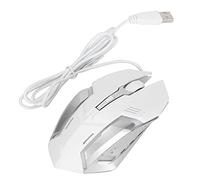 SIXRUN Souris de Jeu Filaire USB, Optique Confortable, pour Le Bureau et la Maison, Lumineuse et Durable, avec 7 Couleurs, 3 Boutons (White)