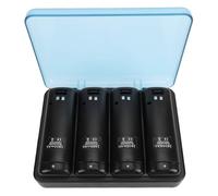 SIXRUN Station de Charge pour Manettes, 4 Pack 2800mAh (Black) | Kit de batterie rechargeable NiMH, indicateur de charge LED, protection contre les surcharges, étui de rangement portable,