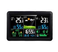 SIXRUN Station de Prévisions Météorologiques avec écran Couleur Fil de | Boîtier ABS, connectivité à 3 Capteurs, Portée de Transmission de 328 Pieds, Thermomètre Intérieur et Extérieur, Temps de