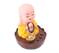SIXRUN Statue de Bouddha Heureux, Statue de Bouddha Heureux avec Musique, Chargement USB, Volume Réglable, Style Dessin animé, Figurine de Riant (Yellow)