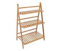 SIXRUN Support pour Plantes à 3 Couches, étagère Pliable pour Plantes en Pot, avec Conception D'épissure de Lattes, Stable et Solide, pour Balcon, Jardin, Patio, Salon (Couleur d'origine)