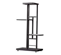 SIXRUN Support pour Plantes à 4 Niveaux, Support pour Pots de Fleurs, de Jardinière Robuste, Pieds Réglables, Gain de Place pour Décoration D'intérieur Minimaliste, Blanc/Or/Gris foncé, 16,92 X 8,66