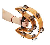 SIXRUN Tambourin à Clochettes à Double Rangée avec une Excellente qualité Sonore pour le Jeu Musical des Enfants fabriqué à Partir de Couleur Imitation Bois 1 unité