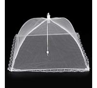 SIXRUN Tente Pliable en Filet Anti-mouches pour Couverture Alimentaire en Maille Blanche, pour Camping Pique-nique, Lot de 2, 14,2x14,2 Pouces