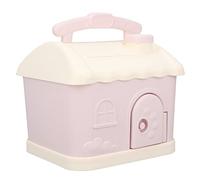 SIXRUN Tirelire de Dessin animé Rose Style Maison Mignonne Grande capacité Poignée Portable et clé Développer des Habitudes D'économie pour Les Enfants Matériau PP Taille 18 X 15,5 X 16
