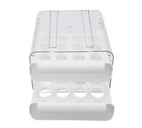 SIXRUN Tiroir à œufs Transparent de Grande capacité pour Réfrigérateur, Boîte de Rangement D'œufs à Double Couche, 32 Treillis pour la Cuisine Domestique, Matériau PP PET (WHITE)