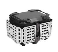 SIXRUN Top Case de Moto 45L, Alliage d'aluminium, Boîte de Rangement étanche avec Verrou de sécurité pour Casque et Bagages pour Motos de Tourisme (Noir et Argent)
