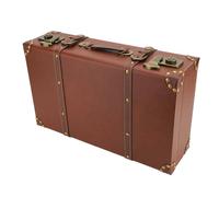 SIXRUN Valise de Voyage Mini en Cuir, Malle Rétro Vintage avec Serrure en Alliage, Poignée Raffinée pour Stockage et Exposition, Bagage Antique en Simili Cuir PU