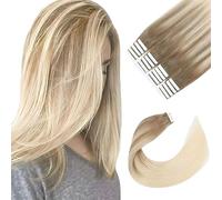Sixstarhair extension cheveux naturel adhesif 22 Pouces 20pcs 50g Brun cendré passant au blond cendré Ombre #B8/60 extensions adhesives cheveux naturels