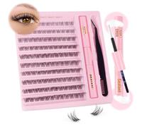 Sixstarhair Kit Faux Cils Bande Transparente Faux Cils Individuel avec Lash Bond and Seal, Applicateur 120 pcs Cluster Individuels Naturel DIY à la Maison