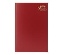 Sixstore Agenda semainier 2026 de rendez-vous au format A4, planificateur WTV A4 avec couverture rigide reliée, fentes de rendez-vous horaires de 9 h 00 à 17 h 30 du lundi au vendredi, rouge