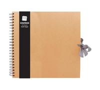 Sixstore Album de scrapbooking carré en papier kraft de qualité avec ruban (marron, grand format 30 cm x 30 cm, 40 feuilles)