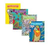 Sixstore Colour Lot de 4 livres de coloriage thérapeutique relaxant anti-stress pour adulte Format A6 (10,5 x 14,8 cm), livre de couleurs de voyage, motifs assortis, Relax Mind
