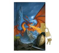 Sixstore Journal intime A6 non daté pour garçons Top Secret avec ruban séparateur, cadenas et clé, 15 x 11 cm, carnet de notes pour garçons, Dragon