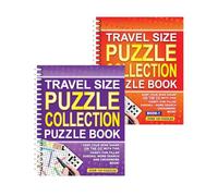 Sixstore Livre de collection de mots croisés 3 en 1 à spirales, format A5, Sudoku 3 en 1, orange et violet, 2 livres