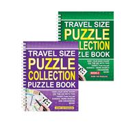 Sixstore Livre de collection de mots croisés 3 en 1 à spirales, format A5, Sudoku 3 en 1, vert et violet, 2 livres