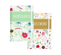 Sixstore Lot de 2 livres de voyage de poche A6, mots et mots croisés, taille 15 x 10,5 cm, avec élastique, motif floral
