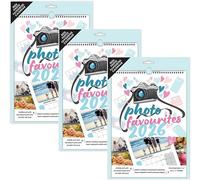 Sixstore Lot de 3 calendriers photo A4 2026 - Insérez vos propres photos de 15,2 x 10,2 cm ou 12,7 x 17,8 cm - Calendrier photo de famille à spirale personnalisable